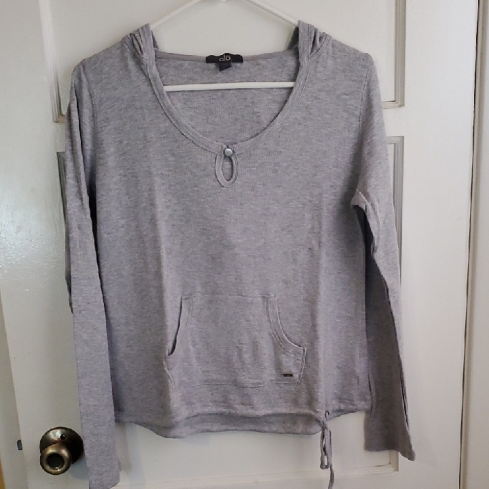 ALO Yoga Gray Fitted Sweatshirt Hoodie
